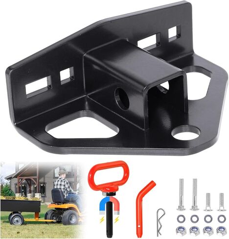W&JWN Zero Turn Lawn Mower Hitch with 1-1/4" Receiver 6mm Heavy Duty Steel Lawn Mower Hitch with 1/2 inch Magnetic Red Trailer Hitch Pin & 5/8" Hitch Pin & Clips for Tractor Trailer Cart in Saudi Arabia