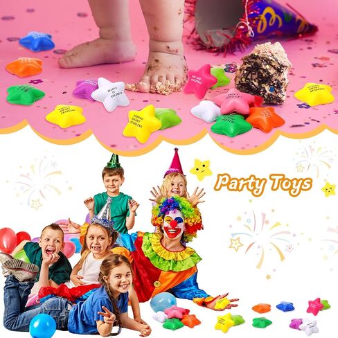 Sratte 60 Pcs Star Stress Ball Bulk for Adults Kids 2.16 Inch Motivational Stress Ball with Quotes Relief Squeeze Toy Inspirational Funny Mini Foam Gift for Party Favor Supply(Multi Colors) in Kuwait