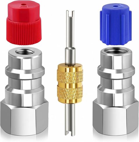 High & Low Pressure Side R12 to R134a Adapter, R12 to R134a Conversion Kit, Brass R12 Retrofit Adapter Fitting with 1/4'' Female to 7/16"-20 UNF Connection, for Car R12 Convert to R134a System in Saudi Arabia