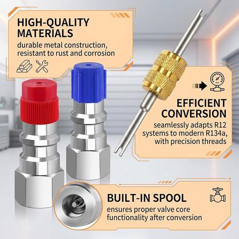 High & Low Pressure Side R12 to R134a Adapter, R12 to R134a Conversion Kit, Brass R12 Retrofit Adapter Fitting with 1/4'' Female to 7/16"-20 UNF Connection, for Car R12 Convert to R134a System in Saudi Arabia