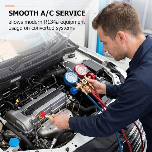 High & Low Pressure Side R12 to R134a Adapter, R12 to R134a Conversion Kit, Brass R12 Retrofit Adapter Fitting with 1/4'' Female to 7/16"-20 UNF Connection, for Car R12 Convert to R134a System in Saudi Arabia