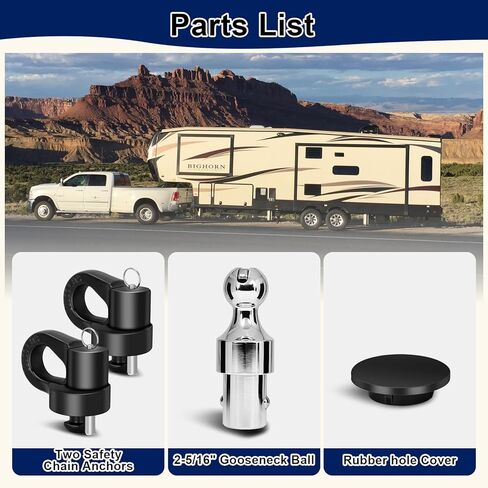 38K LBS GTW 2-5/16 inch Ball, 60692 Gooseneck Ball Hitch Kit Puck System Fit for Ford F250/F350/F450, GMC Sierra 2500/3500 HD, Chevrolet Silverado 2500/3500 HD，with Box in Saudi Arabia