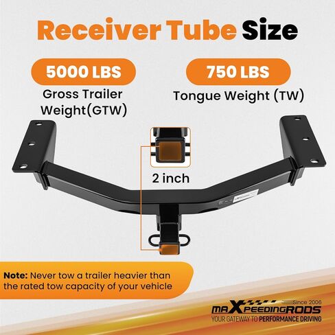 maXpeedingrods Class 3 Trailer Hitch Receiver with Rubber Hitch Cover, Rear Tow Hitch, 2 inch Receiver Compatible with Honda Passport 2019-2025, Bolt-On in Kuwait