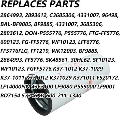طقم فلتر تغيير الزيت LF14000NN FF5776 K37-1029 يناسب الكمون ISX15 يستبدل 2864993 2893612 C3685306 K371029 K371011 FS20172 4331007 96498 4367100 LF9080 P559000 in Kuwait