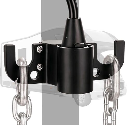 Aluminum Trailer Chain Holder, Trailer Towing Chain Organizer with 7 Way Rv Chain Plug Holder Cover, Heavy Duty Anti-Rust Cable Wire Harness Holder for 2" 2¼" Tongue Jack RV Camper Towing Accessories in Saudi Arabia