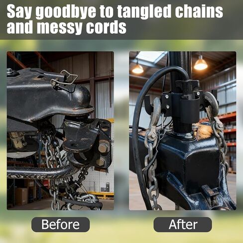 Aluminum Trailer Chain Holder, Trailer Towing Chain Organizer with 7 Way Rv Chain Plug Holder Cover, Heavy Duty Anti-Rust Cable Wire Harness Holder for 2" 2¼" Tongue Jack RV Camper Towing Accessories in Saudi Arabia