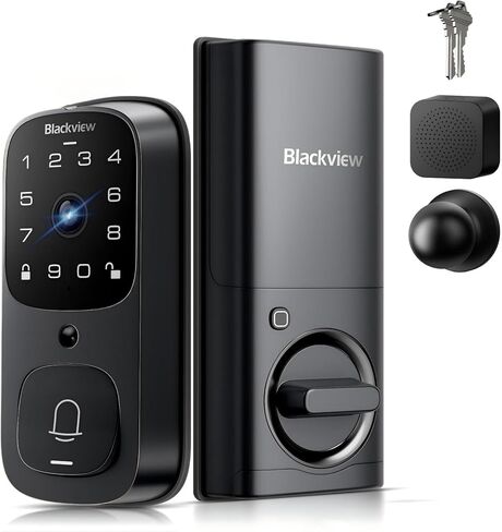 Blackview Video Smart Lock SE80, 3-in-1 3.5K Door Camera+Doorbell+Fingerprint Keyless Entry Door Lock, Smart Wi-Fi Deadbolt for Front Door, App Remote Control, No Monthly Fee, 32GB Local Storage in Saudi Arabia