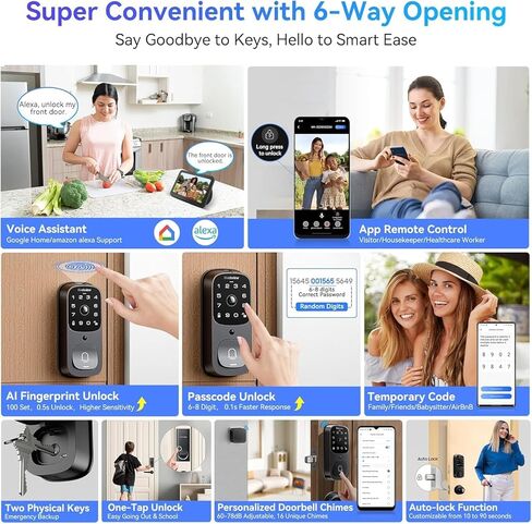 Blackview Video Smart Lock SE80, 3-in-1 3.5K Door Camera+Doorbell+Fingerprint Keyless Entry Door Lock, Smart Wi-Fi Deadbolt for Front Door, App Remote Control, No Monthly Fee, 32GB Local Storage in Saudi Arabia
