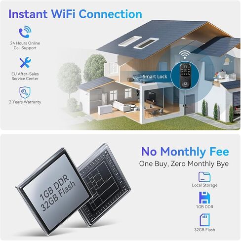 Blackview Video Smart Lock SE80, 3-in-1 3.5K Door Camera+Doorbell+Fingerprint Keyless Entry Door Lock, Smart Wi-Fi Deadbolt for Front Door, App Remote Control, No Monthly Fee, 32GB Local Storage in Saudi Arabia