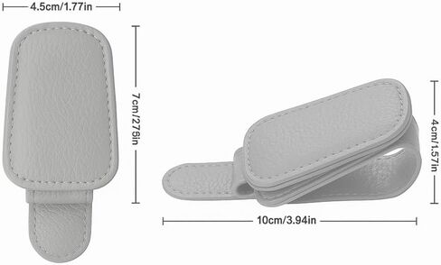 Car Visor Sunglasses Holders with Magnetic Clip, 1 Pack PU Leather Glasses Mount and Ticket Card Clip, Securely Holds Eyewear and Notes for Car Interior Organization, Grey in Kuwait