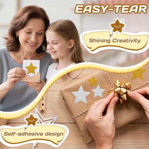 200PCS Glitter Star Stickers 4Size Large Star Stickers Silver and Gold Stars Foam for Craft Scrapbook and Card Greeting Self-Adhesive and Easy to Peel in Saudi Arabia