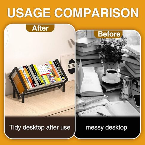 Desk Bookshelf Made of Stainless Steel - Sloped Book Organizer for Office Study Bedroom - Tabletop Bookshelf 15.7"x10.2" Black (Matte black) in Saudi Arabia