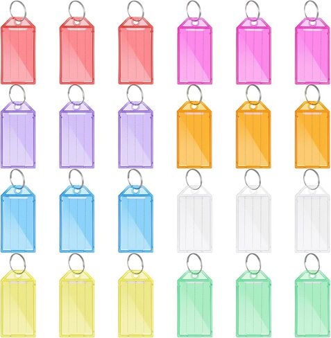 24 Pcs Plastic Key Tags with Labels and Rings, 8 Color Write Key Label Tags with Top Holes, Key Chain Tag for Luggage, Office Home and Travel Organisation in Saudi Arabia