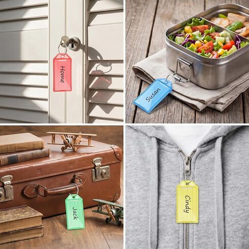 24 Pcs Plastic Key Tags with Labels and Rings, 8 Color Write Key Label Tags with Top Holes, Key Chain Tag for Luggage, Office Home and Travel Organisation in Saudi Arabia