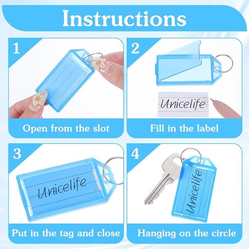 24 Pcs Plastic Key Tags with Labels and Rings, 8 Color Write Key Label Tags with Top Holes, Key Chain Tag for Luggage, Office Home and Travel Organisation in Saudi Arabia