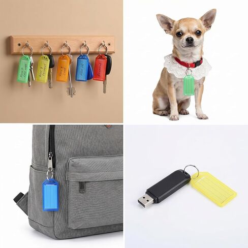 24 Pcs Plastic Key Tags with Labels and Rings, 8 Color Write Key Label Tags with Top Holes, Key Chain Tag for Luggage, Office Home and Travel Organisation in Saudi Arabia
