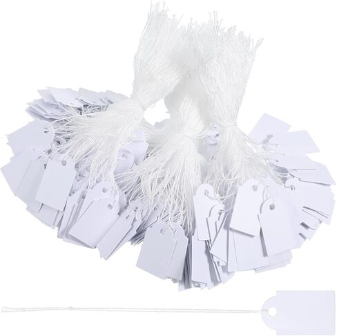 500 Pcs Price Tags with String,0.98 X 0.59 in Pre-Strung String Tags Writable Strung Marking Tag White Paper Label Tag for Jewelry Price Garage Sale Clothing Retail in Kuwait
