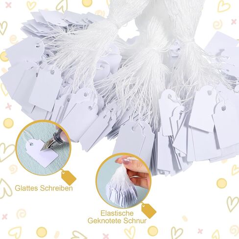 500 Pcs Price Tags with String,0.98 X 0.59 in Pre-Strung String Tags Writable Strung Marking Tag White Paper Label Tag for Jewelry Price Garage Sale Clothing Retail in Kuwait