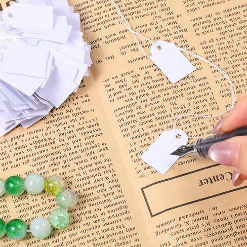 500 Pcs Price Tags with String,0.98 X 0.59 in Pre-Strung String Tags Writable Strung Marking Tag White Paper Label Tag for Jewelry Price Garage Sale Clothing Retail in Kuwait
