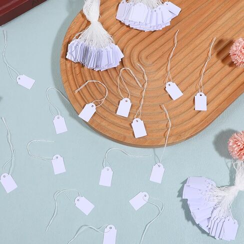 500 Pcs Price Tags with String,0.98 X 0.59 in Pre-Strung String Tags Writable Strung Marking Tag White Paper Label Tag for Jewelry Price Garage Sale Clothing Retail in Kuwait