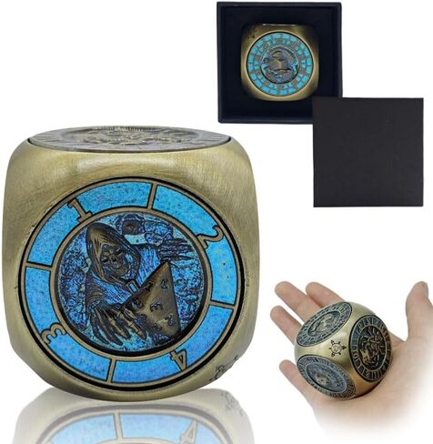 7 in 1 Unique Metal Cube D&D Dice Set, Unique Polyhedral Dice Spinner for Dungeons and Dragons, Cool Polyhedral Role Playing Game Dice, Fantasy Tabletop RPG Accessories (Cyan-Purple-Blue) in Saudi Arabia