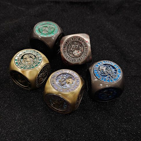 7 in 1 Unique Metal Cube D&D Dice Set, Unique Polyhedral Dice Spinner for Dungeons and Dragons, Cool Polyhedral Role Playing Game Dice, Fantasy Tabletop RPG Accessories (Cyan-Purple-Blue) in Saudi Arabia