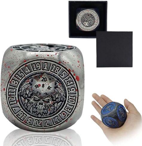 7 in 1 Unique Metal Cube D&D Dice Set, Unique Polyhedral Dice Spinner for Dungeons and Dragons, Cool Polyhedral Role Playing Game Dice, Fantasy Tabletop RPG Accessories (Cyan-Purple-Blue) in Saudi Arabia