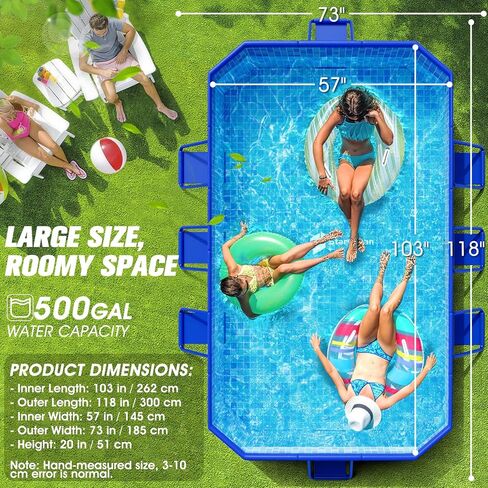 StarOcean 2026 Large Foldable Pool,Non-Inflatable Swimming Pool for Kid,Adult Collapsible Pool Hard Plastic,Overthickened Extra Large Foldable Pool,Portable Folding Kid Pool for Backyard,118"x73"x20" in Saudi Arabia