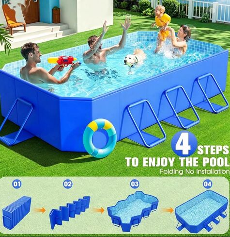 StarOcean 2026 Large Foldable Pool,Non-Inflatable Swimming Pool for Kid,Adult Collapsible Pool Hard Plastic,Overthickened Extra Large Foldable Pool,Portable Folding Kid Pool for Backyard,118"x73"x20" in Saudi Arabia