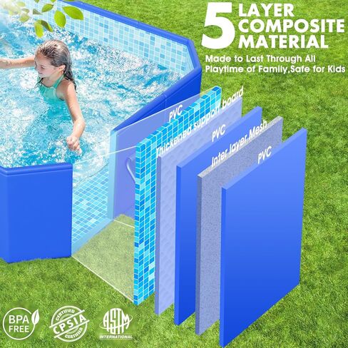 StarOcean 2026 Large Foldable Pool,Non-Inflatable Swimming Pool for Kid,Adult Collapsible Pool Hard Plastic,Overthickened Extra Large Foldable Pool,Portable Folding Kid Pool for Backyard,118"x73"x20" in Saudi Arabia