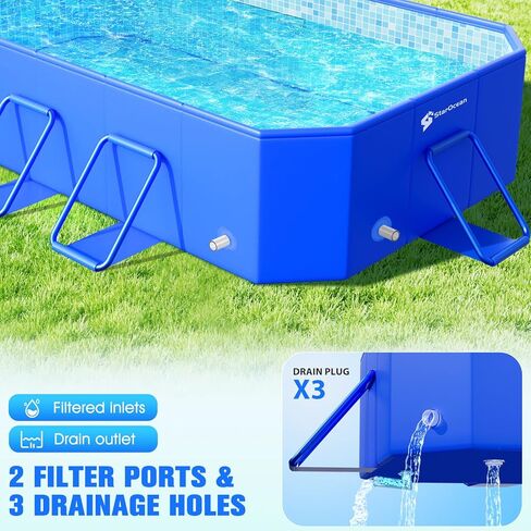 StarOcean 2026 Large Foldable Pool,Non-Inflatable Swimming Pool for Kid,Adult Collapsible Pool Hard Plastic,Overthickened Extra Large Foldable Pool,Portable Folding Kid Pool for Backyard,118"x73"x20" in Saudi Arabia