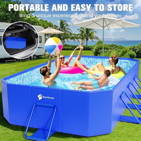 StarOcean 2026 Large Foldable Pool,Non-Inflatable Swimming Pool for Kid,Adult Collapsible Pool Hard Plastic,Overthickened Extra Large Foldable Pool,Portable Folding Kid Pool for Backyard,118"x73"x20" in Saudi Arabia