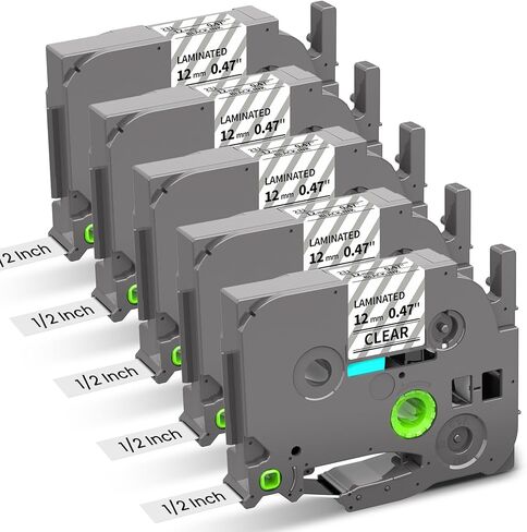 Replace for Brother Label Maker Tape TZe TZ 12mm 0.47 Laminated White Tape TZe-231 Compatible with P-Touch 1/2" Black on White TZE231 for PT-D220 D210 H110 D200 D400 1280 D610BT Ptouch Refills, 5-Pack in Saudi Arabia