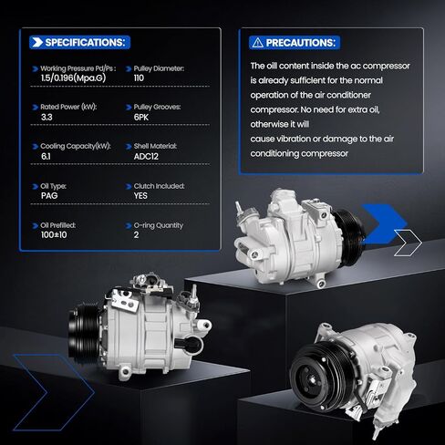 198358 Air Conditioning A/C Compressor with Clutch Compatible with Ford Explorer Flex Taurus Police Interceptor Sedan 2013-2019, Compatible with Lincoln MKS MKT MKZ 2013-2016 in Kuwait