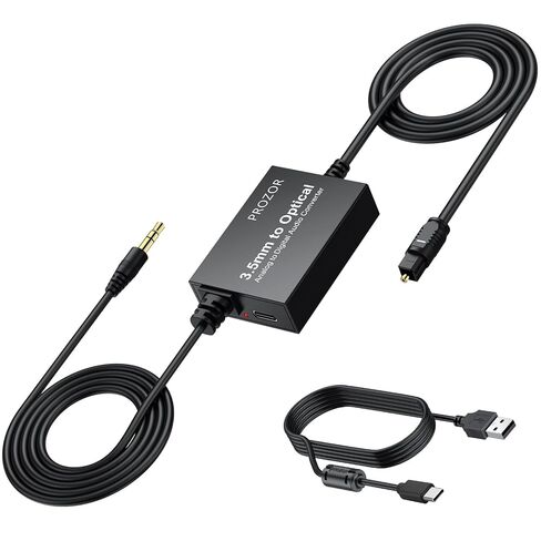محول PROZOR 3.5 مم إلى SPDIF كابل صوت تناظري إلى رقمي محول ADC للصوت المحسن Toslink مخرج بصري 3.5 مم إلى كابل بصري لوحدات تحكم الألعاب وأجهزة الكمبيوتر وأجهزة العرض وما إلى ذلك in Kuwait