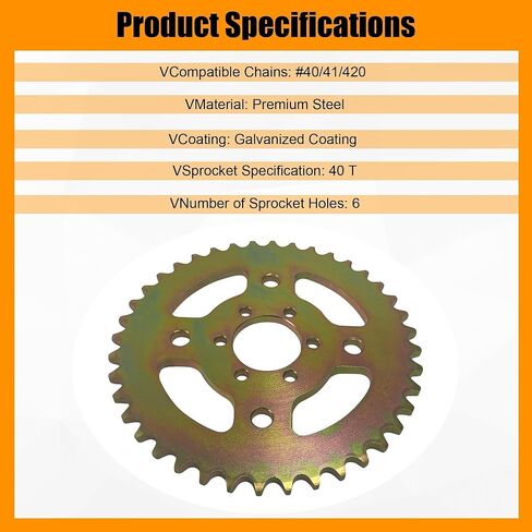 40T High Speed Rear Chain Sprocket # 40 41 420 6 Hole Compatible with Coleman CT100U CC100X for Mega Moto MMB80 105cc for Motovox MBX10 for Baja Doodle Bug DB30 Mini Bike High-Strength Parts in Saudi Arabia