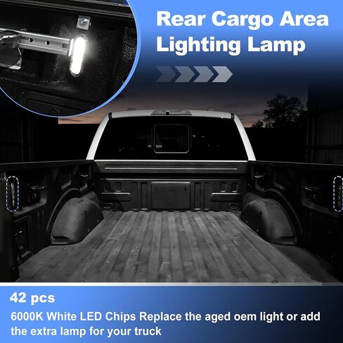 أضواء سرير شاحنة LED لفورد F150 2015-2024 لفورد F150 رابتور F250 F350 التقاطات فائقة التحمل 17-24، 6000K أبيض LED مصابيح منطقة سرير البضائع الخلفية FL3Z13A756A/JL3Z13A756A IP67 2 قطعة in Kuwait