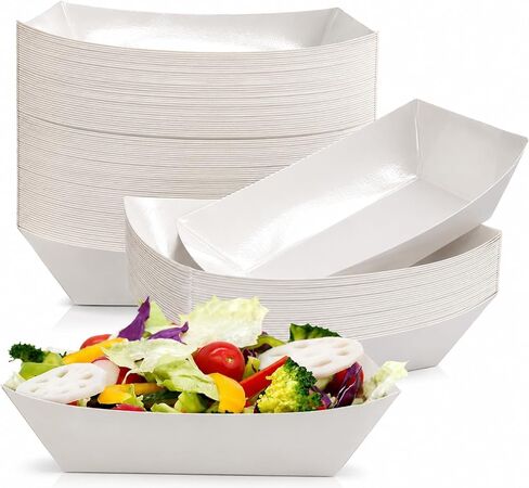 Oomcu 100 Pack 3 lb Heavy Duty Paper Food Boats Disposable Kraft Brown Paper Food Trays,Take Out Food Serving Boats,Trays for Party Snacks,Nachos,Hot Dogs Boats Tacos BBQ Tray in Saudi Arabia