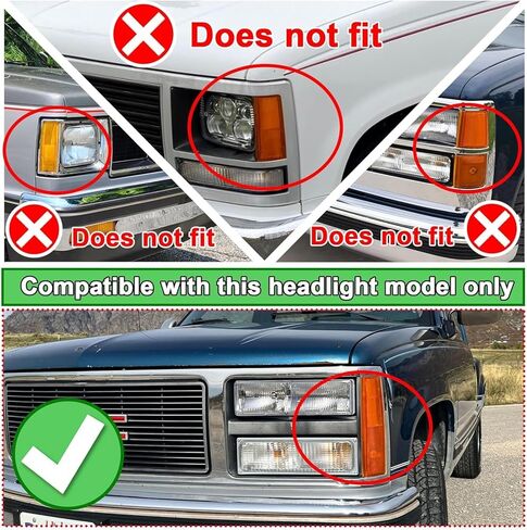 LED Smoked Front Side Marker Lights Kit for 1988-1993 GMC Sierra C1500 C2500 C3500 K1500 K2500 K3500 & 1992-1993 Suburban Yukon｜Amber Cornering Light｜Replace OEM 5975200｜5975199 in Kuwait