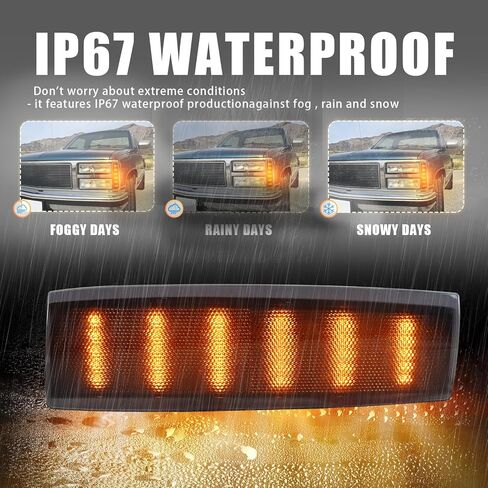 LED Smoked Front Side Marker Lights Kit for 1988-1993 GMC Sierra C1500 C2500 C3500 K1500 K2500 K3500 & 1992-1993 Suburban Yukon｜Amber Cornering Light｜Replace OEM 5975200｜5975199 in Kuwait