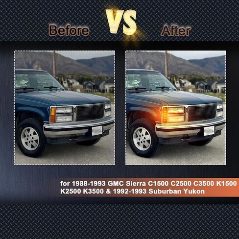 LED Smoked Front Side Marker Lights Kit for 1988-1993 GMC Sierra C1500 C2500 C3500 K1500 K2500 K3500 & 1992-1993 Suburban Yukon｜Amber Cornering Light｜Replace OEM 5975200｜5975199 in Kuwait