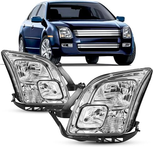 مناسب لاستبدال مجموعة المصابيح الأمامية Ford Fusion لعام 2006 2007 2008 2009 متوافق مع 06 07 08 09 مجموعة مصابيح رأس Fusion للسائق والراكب، غطاء أسود شفاف in Kuwait