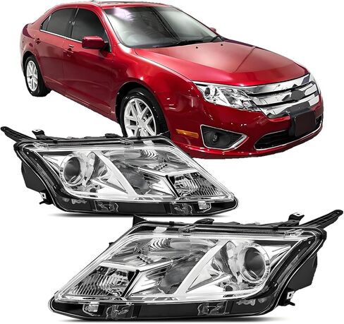 مناسب لاستبدال مجموعة المصابيح الأمامية Ford Fusion لعام 2006 2007 2008 2009 متوافق مع 06 07 08 09 مجموعة مصابيح رأس Fusion للسائق والراكب، غطاء أسود شفاف in Kuwait