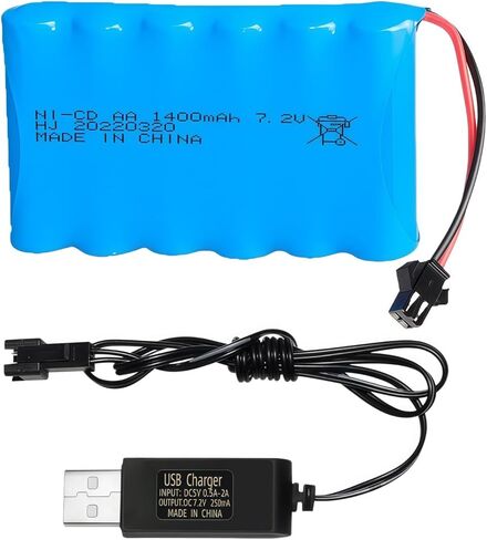 7.2v 1400mah Ni-Cd Rechargable SM-2P Battery with USB Cable for Huina Old Version 550 1550 560 1560 570 1570 RC Excavator Construction Truck in Saudi Arabia