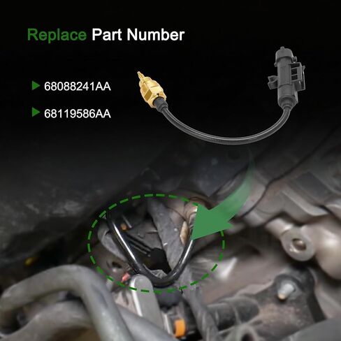 Engine Oil Coolant Temperature Sensor 68088241AA Compatible with Jeep Cherokee Compass Renegade 2.4L 2015-2020,Chrysler 200,for Fiat 500 1.4L 2012-2019, 500L 1.4L 2014-2017,for Dart 1.4L 2013 in Kuwait