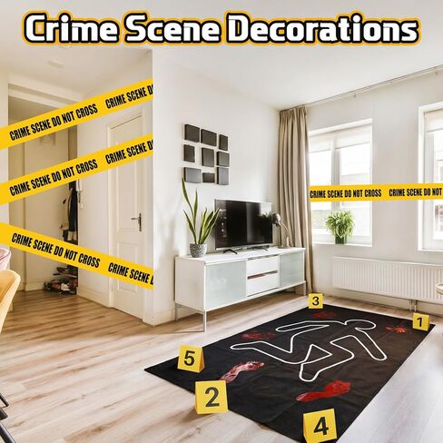 Hiboom 27 Pcs Crime Decorations Kits, Body Silhouette Crime Tape Evidence Markers and Bloody Footprint Sticker Evidence Party Decor for Halloween Murder Mystery Themed Party Decor in Kuwait