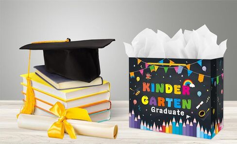 LIJUGITF Kindergarten Graduation Gift Bag for Boys Girls 2026 - 13" Large Kindergarten Grad Gift Bags for Kids, Boho Congrats Grad Gifts Bags with Tissue Paper, Class of 2026 Kids Graduation Wrapping Paper Bag in Saudi Arabia
