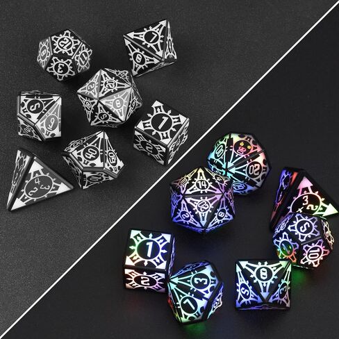 7PCS LED DND Dice Set,Rechargeable Glow in The Dark Dice with Charging Storage Box, D4 D6 D8 D10 D12 D20 Polyhedral Role Playing D&D Dice for RPG Dungeons & Dragons Table Games Gift for DND Players in Saudi Arabia