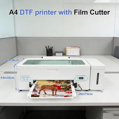 طابعة A3 L1800 DTF مع قاطعة أفلام، آلة طباعة نقل الملابس عالية السرعة مقاس A3 13 بوصة L1800 DTF مع دوران الحبر الأبيض والتنظيف التلقائي، تتضمن البرامج والملحقات (التثبيت عن بعد) in Kuwait