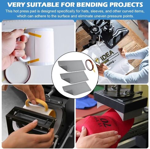 3 Pcs Silicone Heat Press Pads with HEA t Tape,4" x 8" HEA-t Press Mat Heat-Resistant Double Sided Use for Hats, Sleeves & Small Items HTV Transfer Vinyl DIY Projects in Saudi Arabia